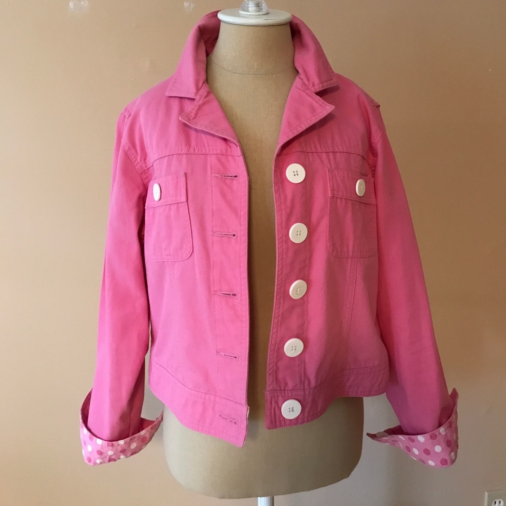 BillBlass Jeanswear Pink Denim Jacket White Button